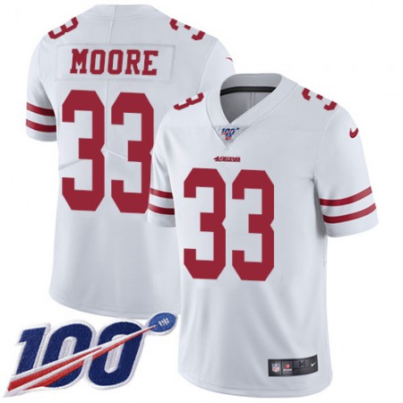 Nike 49ers #33 Tarvarius Moore White Youth Stitched NFL 100th Season Vapor Limited Jersey