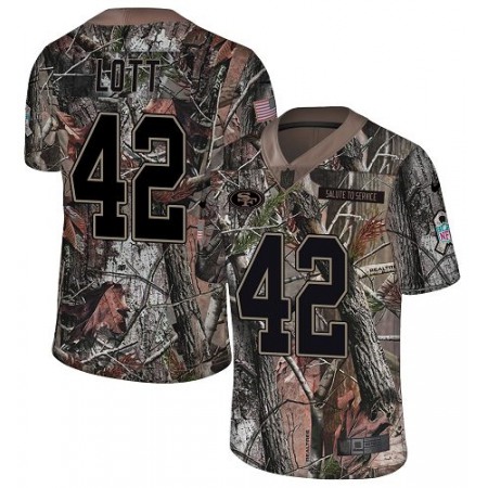 Nike 49ers #42 Ronnie Lott Camo Youth Stitched NFL Limited Rush Realtree Jersey