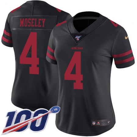 Nike 49ers #4 Emmanuel Moseley Black Alternate Women's Stitched NFL 100th Season Vapor Limited Jersey