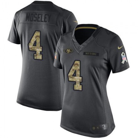 Nike 49ers #4 Emmanuel Moseley Black Women's Stitched NFL Limited 2016 Salute to Service Jersey