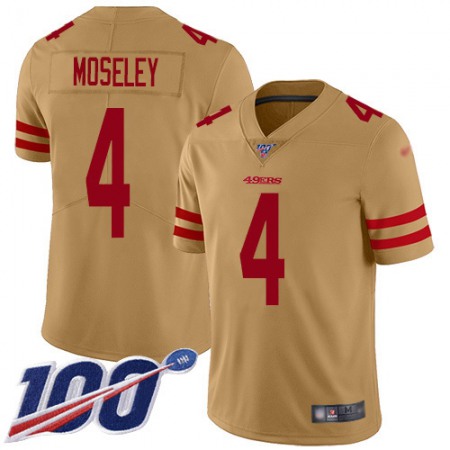 Nike 49ers #4 Emmanuel Moseley Gold Men's Stitched NFL Limited Inverted Legend 100th Season Jersey