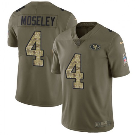 Nike 49ers #4 Emmanuel Moseley Olive/Camo Men's Stitched NFL Limited 2017 Salute To Service Jersey