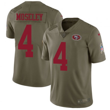 Nike 49ers #4 Emmanuel Moseley Olive Men's Stitched NFL Limited 2017 Salute To Service Jersey