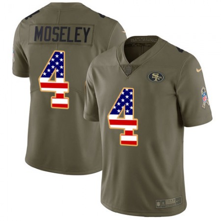 Nike 49ers #4 Emmanuel Moseley Olive/USA Flag Men's Stitched NFL Limited 2017 Salute To Service Jersey