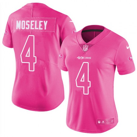 Nike 49ers #4 Emmanuel Moseley Pink Women's Stitched NFL Limited Rush Fashion Jersey