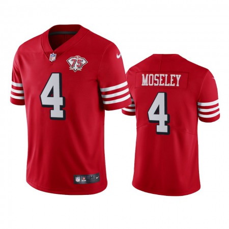Nike 49ers #4 Emmanuel Moseley Red Rush Men's 75th Anniversary Stitched NFL Vapor Untouchable Limited Jersey