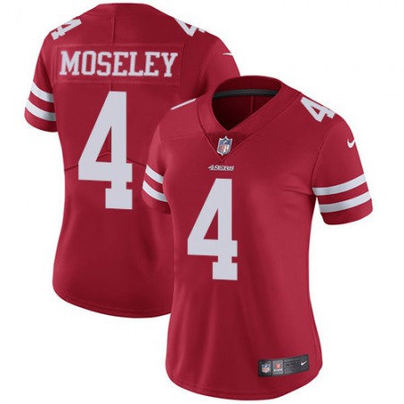 Nike 49ers #4 Emmanuel Moseley Red Team Color Women's Stitched NFL Vapor Untouchable Limited Jersey