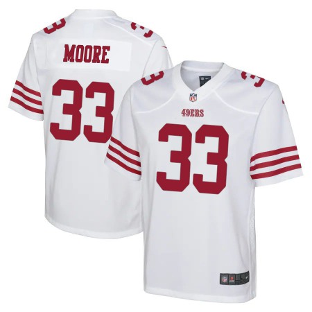 San Francisco 49ers #33 Tarvarius Moore White Youth 2022-23 Nike NFL Game Jersey