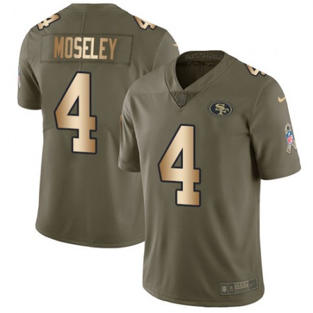 San Francisco 49ers #4 Emmanuel Moseley Olive/Gold Youth Stitched NFL Limited 2017 Salute To Service Jersey