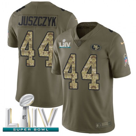 Nike 49ers #44 Kyle Juszczyk Olive/Camo Super Bowl LIV 2020 Youth Stitched NFL Limited 2017 Salute To Service Jersey