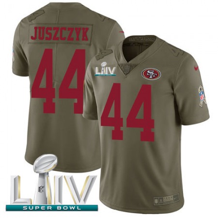 Nike 49ers #44 Kyle Juszczyk Olive Super Bowl LIV 2020 Youth Stitched NFL Limited 2017 Salute To Service Jersey