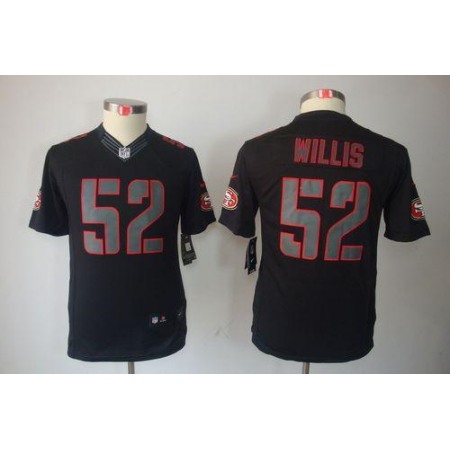 Nike 49ers #52 Patrick Willis Black Impact Youth Stitched NFL Limited Jersey