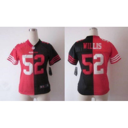 Nike 49ers #52 Patrick Willis Black/Red Women's Stitched NFL Elite Split Jersey