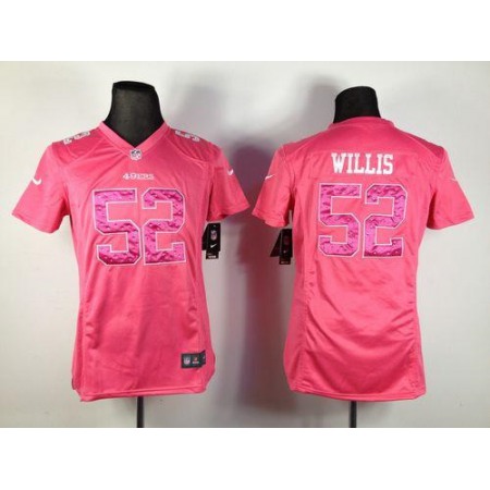 Nike 49ers #52 Patrick Willis Pink Sweetheart Women's Stitched NFL Elite Jersey