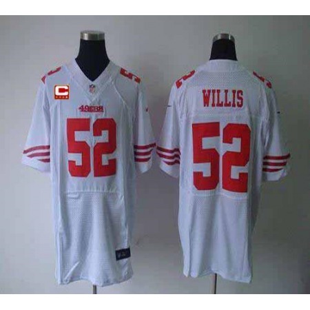 Nike 49ers #52 Patrick Willis White With C Patch Men's Stitched NFL Elite Jersey