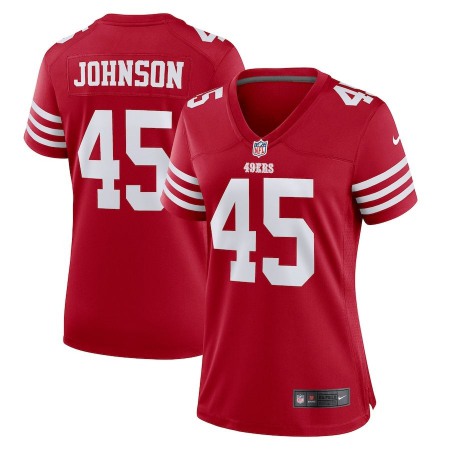 San Francisco 49ers #45 Buddy Johnson Scarlet Women's 2022-23 Nike NFL Game Jersey