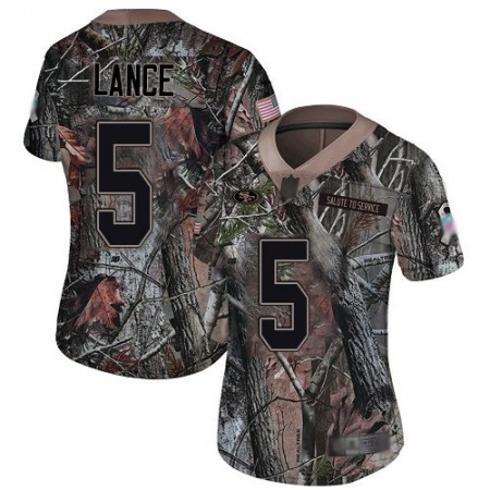 San Francisco 49ers #5 Trey Lance Camo Women's Stitched NFL Limited Rush Realtree Jersey