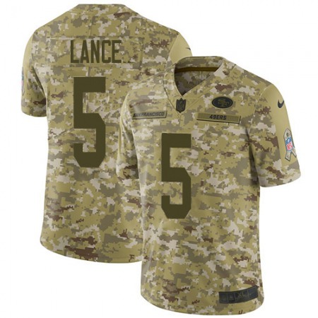 San Francisco 49ers #5 Trey Lance Camo Youth Stitched NFL Limited 2018 Salute To Service Jersey