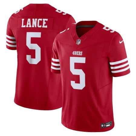 San Francisco 49ers #5 Trey Lance Nike Men's Scarlet Vapor F.U.S.E. Limited Jersey