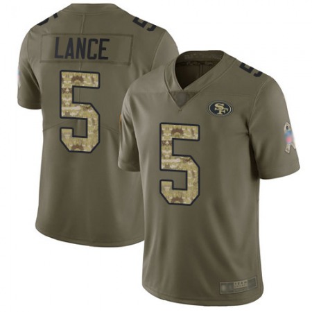 San Francisco 49ers #5 Trey Lance Olive/Camo Men's Stitched NFL Limited 2017 Salute To Service Jersey