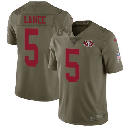 San Francisco 49ers #5 Trey Lance Olive Men's Stitched NFL Limited 2017 Salute to Service Jersey