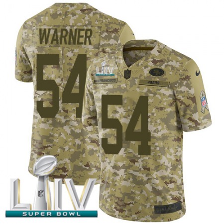 Nike 49ers #54 Fred Warner Camo Super Bowl LIV 2020 Youth Stitched NFL Limited 2018 Salute To Service Jersey