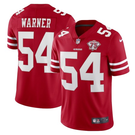 Nike 49ers #54 Fred Warner Red Youth 75th Anniversary Stitched NFL Vapor Untouchable Limited Jersey