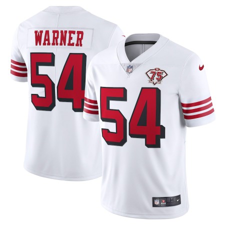 Nike 49ers #54 Fred Warner White Rush Youth 75th Anniversary Stitched NFL Vapor Untouchable Limited Jersey