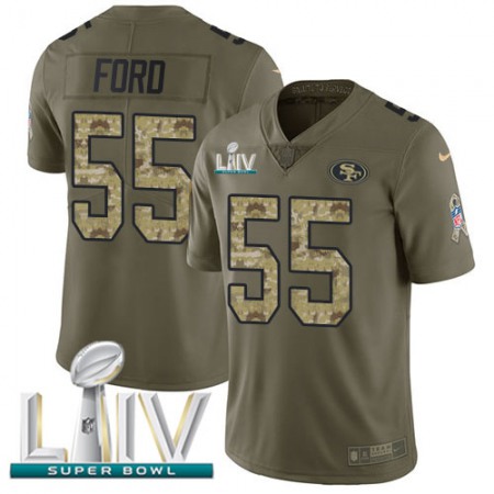 Nike 49ers #55 Dee Ford Olive/Camo Super Bowl LIV 2020 Youth Stitched NFL Limited 2017 Salute To Service Jersey
