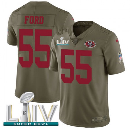 Nike 49ers #55 Dee Ford Olive Super Bowl LIV 2020 Youth Stitched NFL Limited 2017 Salute To Service Jersey