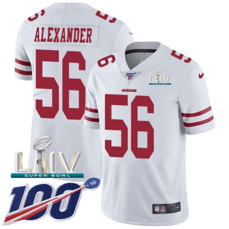 Nike 49ers #56 Kwon Alexander White Super Bowl LIV 2020 Men's Stitched NFL 100th Season Vapor Limited Jersey