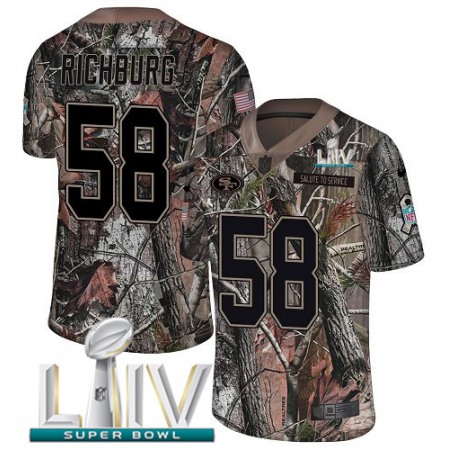 Nike 49ers #58 Weston Richburg Camo Super Bowl LIV 2020 Men's Stitched NFL Limited Rush Realtree Jersey