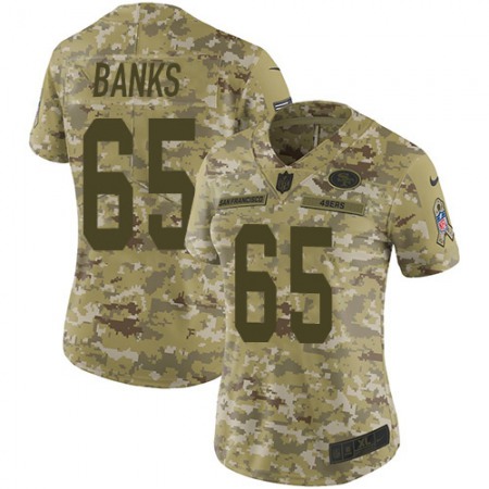 Nike 49ers #65 Aaron Banks Camo Women's Stitched NFL Limited 2018 Salute To Service Jersey