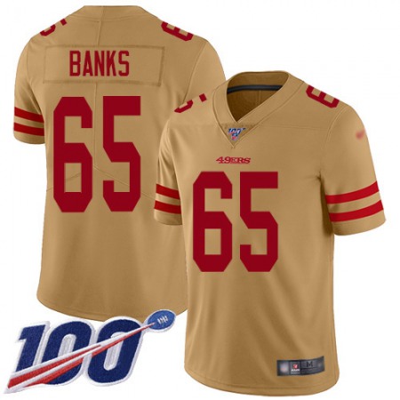 Nike 49ers #65 Aaron Banks Gold Men's Stitched NFL Limited Inverted Legend 100th Season Jersey