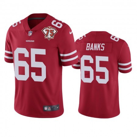 Nike 49ers #65 Aaron Banks Red Men's 75th Anniversary Stitched NFL Vapor Untouchable Limited Jersey