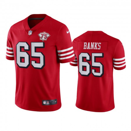 Nike 49ers #65 Aaron Banks Red Rush Men's 75th Anniversary Stitched NFL Vapor Untouchable Limited Jersey