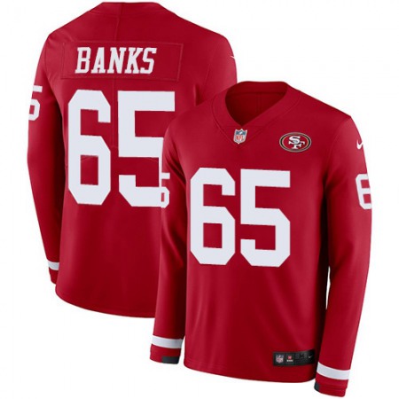 Nike 49ers #65 Aaron Banks Red Team Color Men's Stitched NFL Limited Therma Long Sleeve Jersey