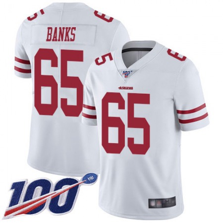 Nike 49ers #65 Aaron Banks White Men's Stitched NFL 100th Season Vapor Limited Jersey