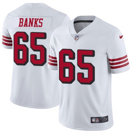 Nike 49ers #65 Aaron Banks White Rush Men's Stitched NFL Vapor Untouchable Limited Jersey