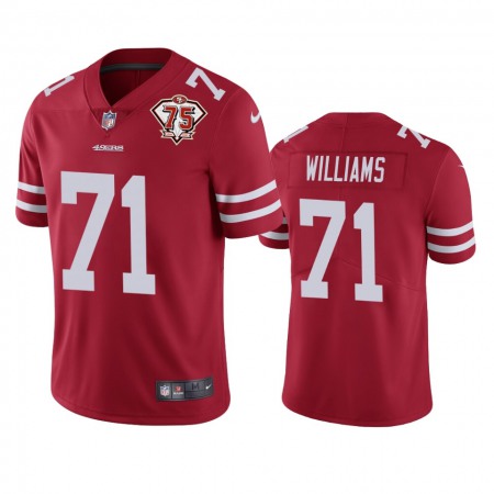 Nike 49ers #71 Trent Williams Red Youth 75th Anniversary Stitched NFL Vapor Untouchable Limited Jersey