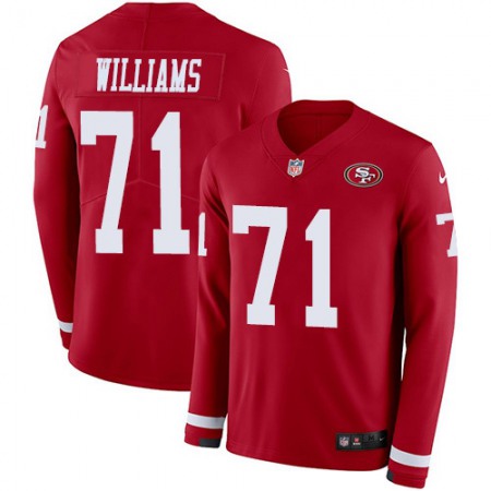 San Francisco 49ers #71 Trent Williams Red Team Color Men's Stitched NFL Limited Therma Long Sleeve Jersey