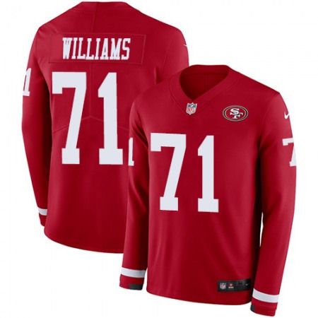 San Francisco 49ers #71 Trent Williams Red Team Color Youth Stitched NFL Limited Therma Long Sleeve Jersey
