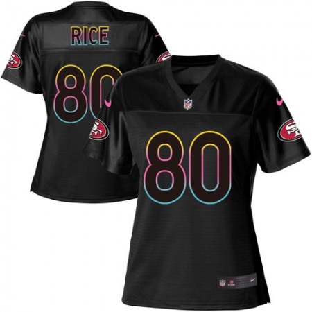 Nike 49ers #80 Jerry Rice Black Women's NFL Fashion Game Jersey