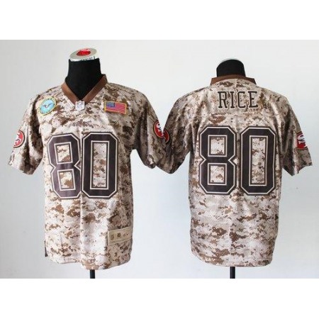 Nike 49ers #80 Jerry Rice Camo Men's Stitched NFL New Elite USMC Jersey