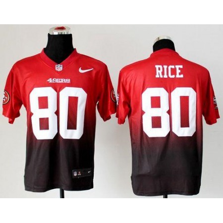 Nike 49ers #80 Jerry Rice Red/Black Men's Stitched NFL Elite Fadeaway Fashion Jersey