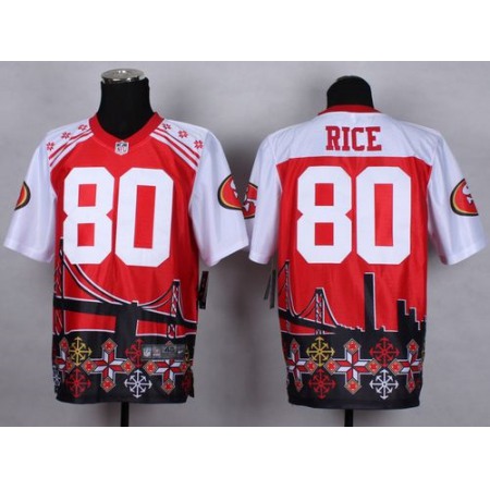 Nike 49ers #80 Jerry Rice Red Men's Stitched NFL Elite Noble Fashion Jersey