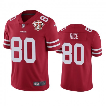 Nike 49ers #80 Jerry Rice Red Youth 75th Anniversary Stitched NFL Vapor Untouchable Limited Jersey