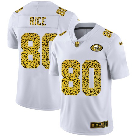 San Francisco 49ers #80 Jerry Rice Men's Nike Flocked Leopard Print Vapor Limited NFL Jersey White