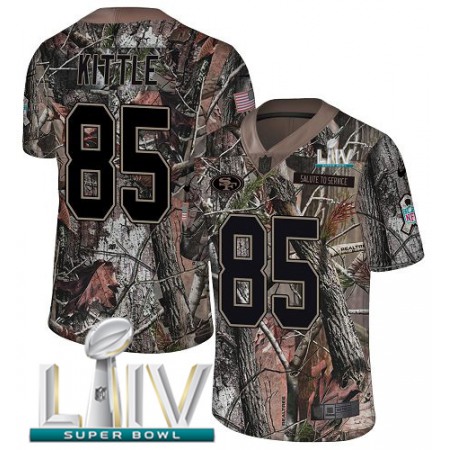 Nike 49ers #85 George Kittle Camo Super Bowl LIV 2020 Men's Stitched NFL Limited Rush Realtree Jersey