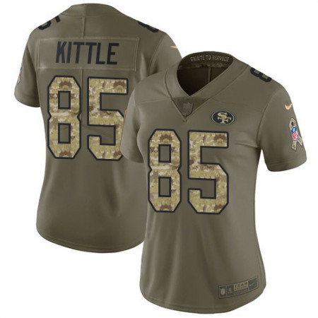 Nike 49ers #85 George Kittle Olive/Camo Women's Stitched NFL Limited 2017 Salute to Service Jersey